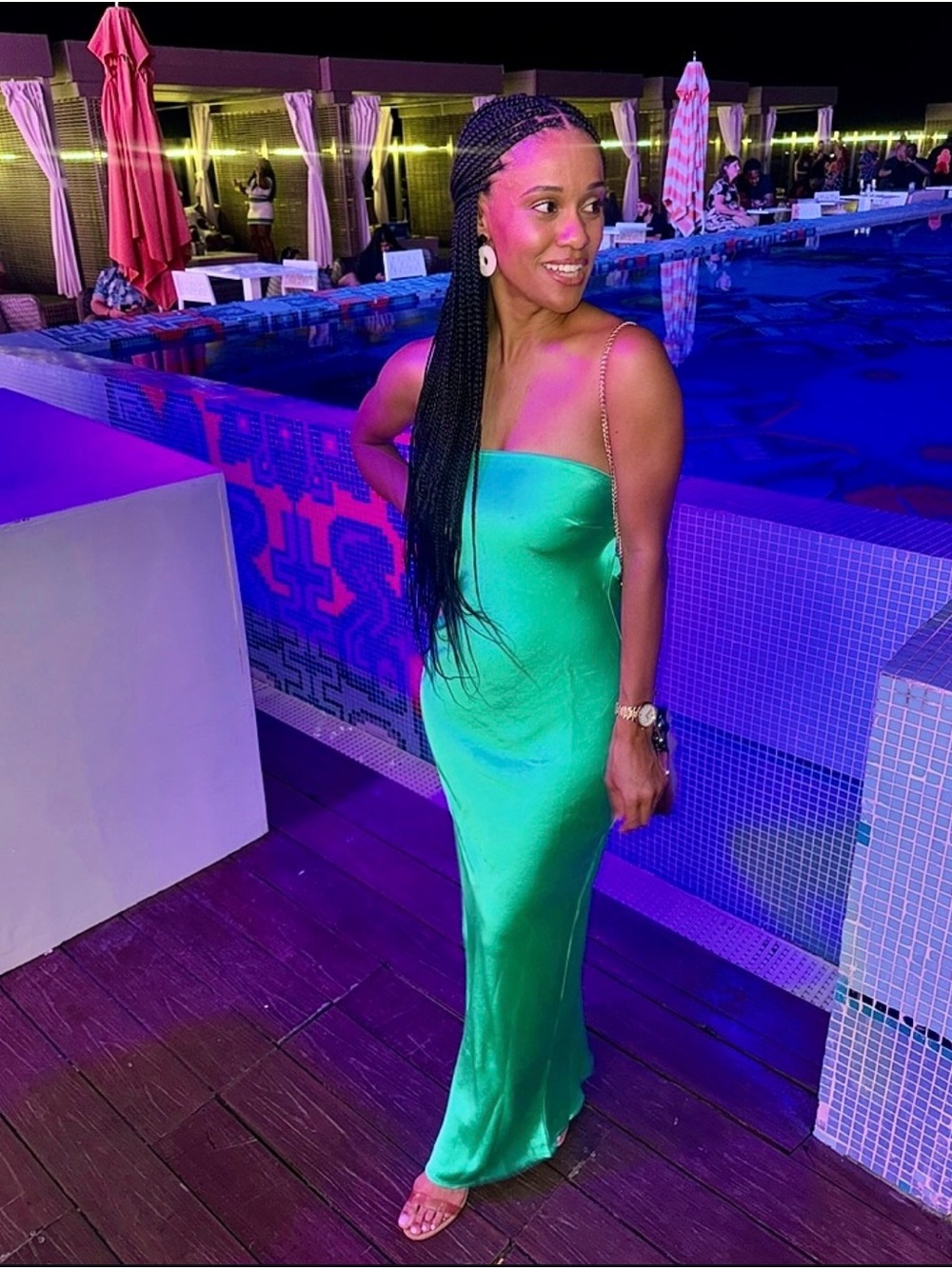 Strapless Satin Green Evening Dress